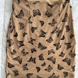 ASOS Tan Butterfly Print Pencil Skirt